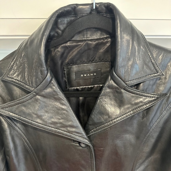 Women's SWANN So Very Soft Black Leather Jacket - Size M - Picture 3 of 12
